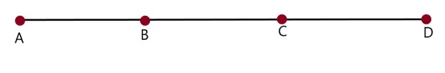 Line A-B-C-D with midpoints