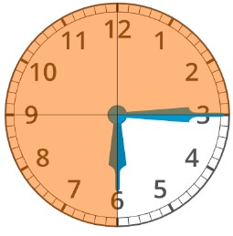 Clock showing 6 to 3