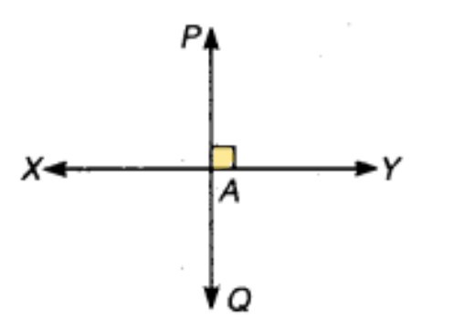 Perpendicular lines PQ and XY